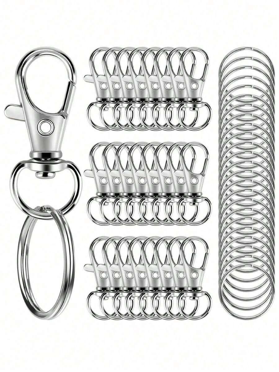 Rotatable Charm Spring Keychain And Key Ring Set, Premium Alloy Rotatable Lobster Clasp, Suitable For DIY Keychains, Key Chains, Bag Charms, Car Key Charms And Other Jewelry Accessories, Perfect For Making Christmas Decorations, Very Charming Jewelry Making Material - Multicolor - View 1
