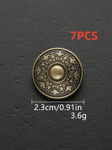 7pcs Vintage Engraved Round Metal Hand Sew Buttons, Embossed Pattern Decorative Sewing Buttons For Suit Coat Jacket Garment DIY Accessories - Multicolor - View 19