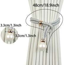 2pcs Curtain Tie Backs With Large Pearl Decor, Luxury Storage Rope Tie Bundling Strap, Curtain Buckle Ring Tie Rope - Multicolor - View 5