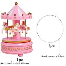 6pcs/1pc Blue & Pink Luxury Carousel Cake Topper, Handmade Birthday Romantic Wedding Party Cake Decoration Gift - Multicolor - View 9