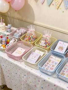 Cream Color Ins Style Multi-Size Iron Storage Basket, Miscellaneous Stationery Storage Box, Multi-Set Multi-Color Options, Multi-Function Desktop Office Supplies Student Supplies Storage Basket, Pen Holder - Multicolor - View 3