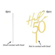 1pc/3pcs/6pcs Acrylic Mirror Gold "Hello 18/21/30/40/50/60" Birthday Cake Topper, Customizable Age, Happy Birthday Party Cake Decor - Gold - View 14