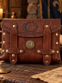 1pc Vintage Medieval Leather Waist Bag, Unisex Viking Warrior Belt Pouch, Renaissance Festival Halloween Cosplay Role Play Costume Accessory - Waist Bag - View 6