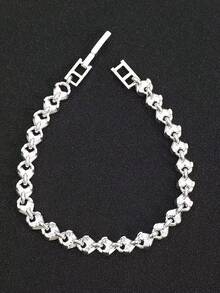 1 pieza Pulsera Romana de Cristal de Strass Completo - Plateado - Ver 4