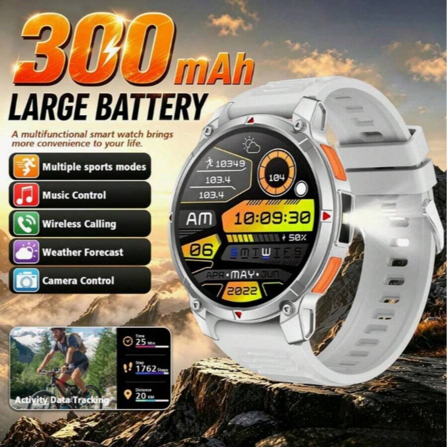 ZhiKexing 1.5 Inch Full Screen Smart Watch, 300mAh Large Capacity Battery, Ultra Long Battery Life, Compatible With IOS And Android Phones, (Bluetooth Call/Dial), Features Outdoor Flashlight/Multiple Sports Modes/Massive Watch Faces/Built-In Games/AI Voice Control/Unisex Smart Sports Watch, Suitable For Birthday/Holiday/Lover/Gift - View 1
