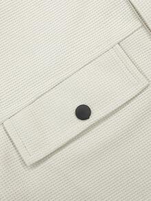 Men's Waffle Texture Jacquard Shacket And Pants Set - Apricot - View 4