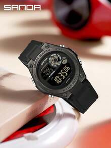 Jam Tangan Olahraga Digital SANDA Pria Wanita, Tali Silikon Warna-warni, Casing Bulat, Tampilan Ganda, Tahan Air 5ATM, Alarm, Tanggal Hari Ini, Jam Tangan Unisex - Satu ukuran cocok untuk semua. - View 3