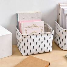 1pc Christmas Mini Lingerie Storage Box, Linen Desktop Organizer, Cosmetic Storage Basket, Lingerie Storage Basket, Autumn/Winter Fabric Storage Box With Powerful Function, Suitable For Year-End Stockpiling, Halloween Clothes, Socks And Wardrobe Storage, Foldable - Multicolor - View 3
