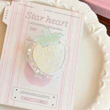 Kawaii Strawberry Shape Mirror Phone Grip Stand, Transparent Glitter Star Decor Foldable Phone Socket Holder, Cute Portable Phone Accessory For Girls - Multicolor - View 6
