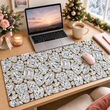 1pc Glam Shiny Rhinestone Diamond Desk Mat, Multi-Purpose Vanity Table Protector, Nail Art Mat, Large Desktop Mouse Pad For Women Bedroom & Office, S/M/L/XL - View 2