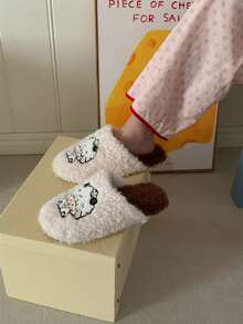XIXITIAO Cute Cartoon Silent Couple Slippers For Men & Women, Soft Fluffy Lamb Design, Lightweight Fuzzy Home Shoes For Autumn Winter - White - View 10