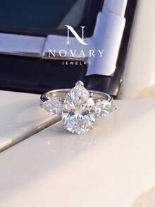 1pc Women's Sparkling Zirconia Pear-Shaped Ring, Engagement Wedding Party Daily Wear, Anniversary Jewelry Gift - Pear Shaped Ring - View 6