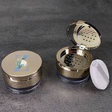 Makeup Organizer Portable Empty Loose Powder Container Refillable Cosmetic Sifter Box With Built In Mirror Travel Compact Makeup Case Ideal Gift For Girls Initial Name Blue 26 Letters Pattern - Gold - View 26