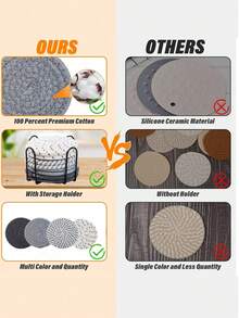 4/8pcs Woven Drink Coasters, Round Absorbent Coasters, Handmade Fabric Coasters, Absorbent Coaster Set With Tray, Bohemian Style - Grey - View 2