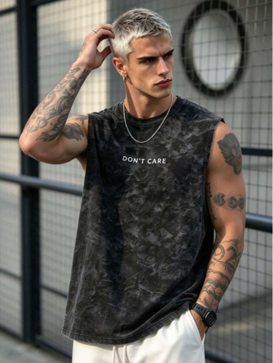 Simple Studio | Men's Vintage Rugged Style Washed Short Sleeve Tank Top | Suitable For Summer Wear | Comfortable & Breathable | Leading Fashion