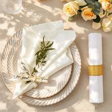 1/2/6pcs French Style Premium Satin Minimalist Solid Color Hemmed Napkins, Suitable For Wedding, Party, Holiday, Birthday Table Decor - Beige - View 1