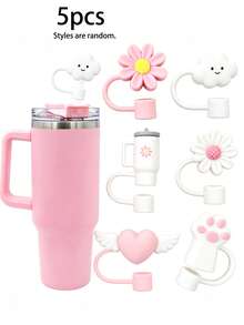 2/4/6pcs Straw Protective Caps Decorative Accessories, Dust-Proof Reusable Straw Covers, Compatible With Straws, Suitable For Women And Girls, Fashion Accessory, Gift, Souvenir, Back To School Gift, Graduation Gift, And Outdoor Activities Like Camping - Multicolor - View 19