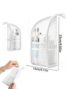 Black And White Plaid Toiletry Storage Bag, Multi-Functional Portable Hanging Organizer, Used For Sorting Toiletries, Waterproof And Moisture-Proof Bathroom Essential, Travel Necessity, Suitable For Beach Use, Cosmetic Storage - Multicolor - View 10