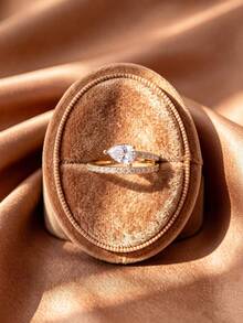 1pc Elegant Exquisite Pear-Shaped Double Ring Vintage Party Birthday Ring Fashion High-End Jewelry - Pear-shaped Double Ring - View 2