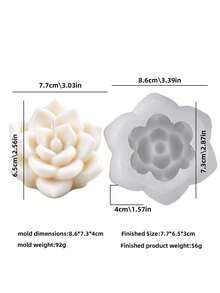 3D Succulent Flower Aromatherapy Candle Silicone Mold, 3 Sizes Available, Succulent Decorative Design - Suitable For Resin Casting, Candle Making And Clay Crafts, DIY Wax Art, Resin Crafts And Holiday Decor - Succulent Flower Mold - View 2