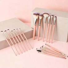 1 Set Professional Makeup Brush Set Including Eyeshadow Brush, Eyebrow Brush, Foundation Brush, Powder Brush, Blush Brush, Concealer Brush, Highlighter Brush, Ultra Soft Premium Synthetic Bristles Suitable For Daily Facial Makeup - Pink - View 3