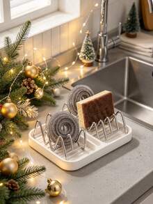 Wave-Shaped Soap Dish Storage Racks, Bathroom Draining Soap Holders, Stainless Steel Kitchen Draining Racks, Countertop Sponge And Cleaning Cloth Storage Near The Sink, Quick Draining, Keeps The Countertop Dry, Can Stably Hold Sponges And Steel Wool - Multiple Styles - View 8