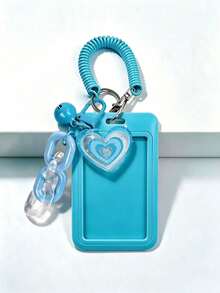 Cute Heart Shaped ID Card Holder With Detachable Slide Cover Clear ID Windo,Retractable Coil Spring Lanyard, For Student ID, Meal Card, Work Pass - Multicolor - View 13