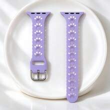 Original Breathable Hollow Silicone Watch Band Compatible With Apple Ultra 2 49MM Sports Rubber Strap Compatible With Apple Smartwatch Series 10 9 8 7 6 SE 4 3 2 45MM 44MM 42MM 41MM 46MM - Lilac - View 6