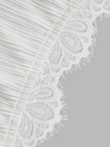 Aflion Women's Casual White Ribbed Knit Fitted Top, V Neck Lace Trim Flare Long Sleeve Button Front Blouse For Women Daily Wear Going Out Outfit Summer Fall - White - View 5