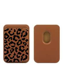 1pc Vintage Leopard Print Magnetic Card Holder, Multi-Color PU Leather Magnetic Card Sleeve, Bank Card & ID Card Storage Magnetic Wallet, Strong Magnetic Attachment To Phone Back, Suitable As Birthday Gift, Holiday Gift For Friends, Family, Couples, Yourself - Multicolor - View 14