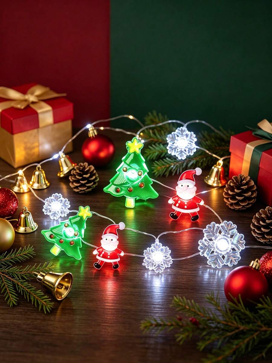 1pc Gingerbread Man LED String Lights, Cute Gingerbread Decoration, Gingerbread Man Candy String Lights, Suitable For Christmas Party Decoration, Home Decor, Wedding, Room Decoration, Christmas Tree Hanging Ornament (Battery Not Included) - C - View 1