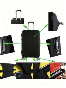 Travel Sticker Printed Elastic Luggage Cover, Suitable For 18-24 Inch Suitcases. Made Of Elastic Fabric, Scratch-Resistant And Dust-Proof, With Handle And Opening Design, Ideal For Air Travel, Business Trips, And Vacations, Especially Suitable For Business People Who Travel Frequently, Protecting Luggage From Scratches And Dust. - Multicolor - View 7