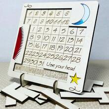 1 Buah Puzzle Kalender Abadi Kayu, Permainan Jigsaw Tantangan Logika Harian, Dekorasi Puzzle Meja, Hadiah Permainan Intelektual Penghilang Stres untuk Dewasa & Pecinta Puzzle - MultiWarna - View 4