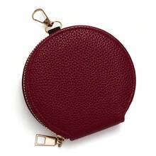 Dompet Koin Wanita dengan Resleting, Tas Earphone Mini Bulat Portabel Motif Biji Leci, Kantong Penyimpanan Kunci - MultiWarna - View 11