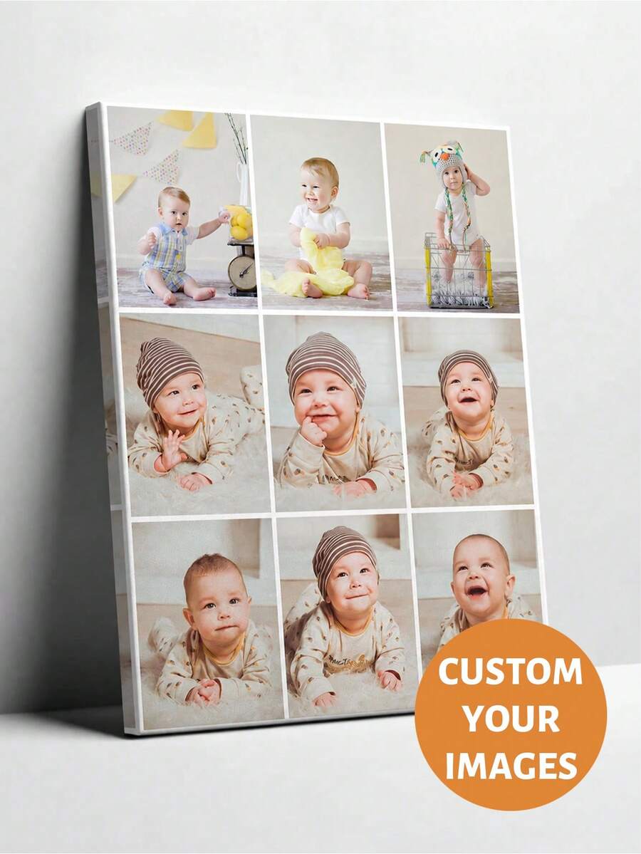 1pc Framed Multi-Photo Collage Customized Canvas Wall Art, Personalized Photo Upload, Suitable For Bedroom Living Room Hallway, Home Housewarming Gift 2026, Gallery Wall Decor, Aesthetic Home Memory Wall - Multicolor - View 1
