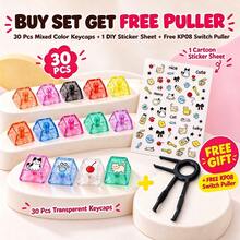 Mixed Transparent PC Keycap 30Pcs With DIY Sticker Sheet And KP08 2 In 1 Puller For MX Mechanical Keyboard Custom Build Gaming Office DIY Decoration Replacement Parts And Desktop Personalization - View 13
