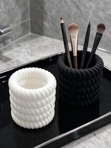 Ins Style Twisted Rope Braided Storage Tube, Rounded 3D Spiral Texture, Fresh Texture, Suitable For Makeup Brushes, Eyebrow Pencils, Unique Design, Exquisite Storage Item For Bathroom Vanity - Multicolor - View 7