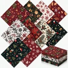 10pcs Christmas Series Printed Pattern Handmade DIY Rich Color Texture Style Elements, 10 Design Styles Suitable For Patchwork, DIY Handicraft Projects, DIY Wallet Making, Gift Giving, Bag Making, DIY Wallet Making, Mother's Day Gift! - Variant - View 1
