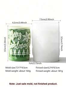 Christmas Embossed Cylinder Scented Candle Silicone Mold With Gingerbread Man, Snowflake, Christmas Tree Designs, Soft Silicone Material Easy To Demold, For Making Scented Candles, Plaster Ornaments, Handmade Soap, Christmas Home Decor, Holiday Gifts - Christmas Cylinder Mold - View 6