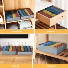 3 Piecessock Drawer Organizer Dividers, Underwear Organizer, 20-Grid Closet Organizer And Storage Organizer Sock Rack, For Storing Socks, Handkerchiefs, Ties, Belts (Grey) - Grey - View 6