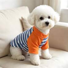 1PC Pet Cat/Dog Striped T-Shirt Cute Casual Comfortable Pullover, Suitable For Small And Medium Sized Pet Clothing - Blue - View 3