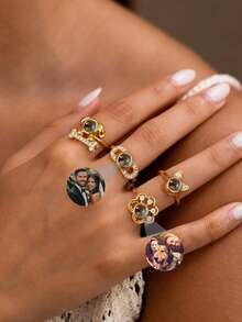 Cincin Proyeksi Foto Jejak Kaki Hewan Peliharaan yang Dapat Disesuaikan, Cincin Pasangan Terbuka yang Dapat Disesuaikan, Berkilau, dan Dipersonalisasi dengan Gambar Kenangan Tertanam, Cincin Ulang Tahun Pernikahan Berbentuk Tulang Anjing yang Lucu, Cincin Proyeksi Foto Apa Pun yang Dapat Disesuaikan, Hadiah Natal Sempurna untuk Istri dan Pasangan, Hadiah Ulang Tahun, Perhiasan Pernikahan, Cocok untuk Pemakaian Sehari-hari Unisex, Hadiah Hari Ibu - Emas/Perak - View 2
