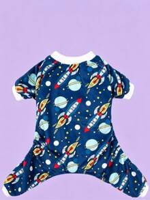 1pc Pet Clothing, Suitable For Dogs And Cats, Comfortable For Home And Outdoor Use, All-Season Basic, Jumpsuit - Royal Blue - View 1