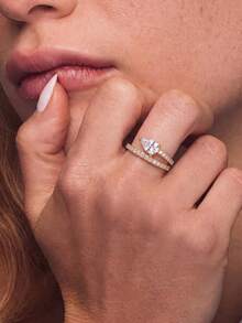 1pc Elegant Exquisite Pear-Shaped Double Ring Vintage Party Birthday Ring Fashion High-End Jewelry - Pear-shaped Double Ring - View 4
