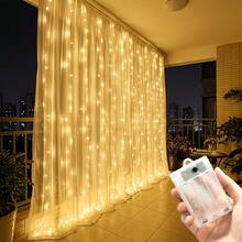 Holiday Lighting 8-Function Battery Operated Fairy String Lights Curtain Lights, Suitable For Christmas, Halloween, Wedding, Birthday, Party And Home Decor, Holiday Atmosphere Lights, Indoor And Outdoor - Battery Box Curtain Light - View 3