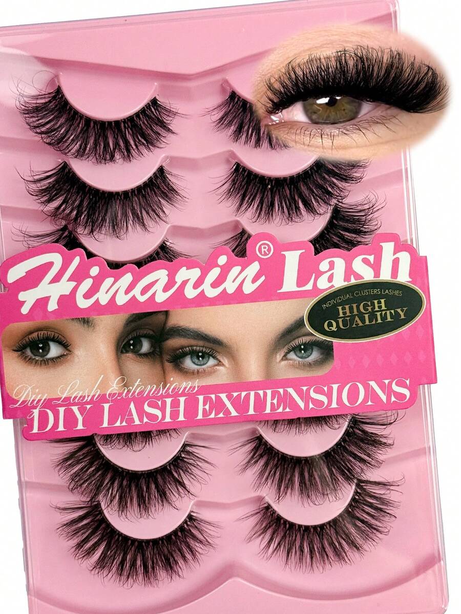 7 Pairs 3D Layered Invisible Band Lashes Faux Fluffy Faux Mink Cat Eye Eyelashes Natural Full False Eyelashes Volumized Eyelash Extension Travel Essentials Makeup Tools Strip Lashes,Lashes,Eyelashes,Fake Lashes - Black - View 1