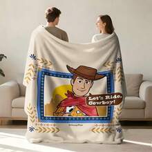 Disney Pixar Toy Story Woody "Let's Ride, Cowboy!" Flannel Throw Blanket, Soft Cozy Plush Fleece Blanket With Western Beige Background Suitable For Couch, Bed, Living Room, Bedroom, Office, Travel, All Seasons - Colour 1 - View 2