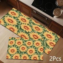 2D Sunflower Pattern Printed Long Runner Rug, Indoor Entrance Mat, Bedroom Bedside Mat, Kitchen Runner Mat, Suitable For Living Room, Laundry Room, Bathroom - Multicolor - View 12