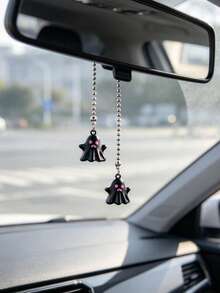 Halloween Funny Ghost Car Hanging Ornament Cute Windmill Rearview Mirror Pendant Unisex Car Decor Accessory - A - View 3