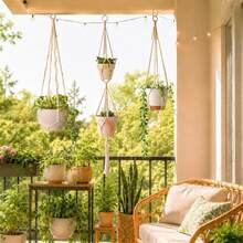 Handmade Bohemian Style Hanging Rope Planter Holder Set, Patterned Hanging Planter, Suitable For Different Size Plant Pots - Multiple Styles - View 11